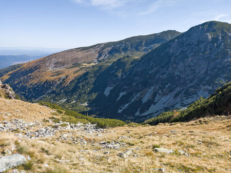 Amazing Autumn Landscape of Rila Mountain near Malyovitsa peak, Bulgariaの写真素材