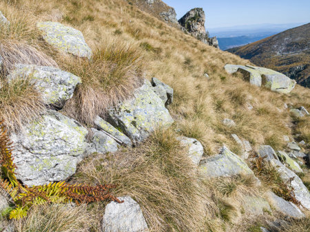 Amazing Autumn Landscape of Rila Mountain near Malyovitsa peak, Bulgariaの写真素材