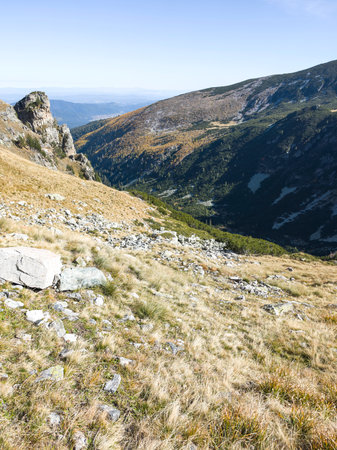 Amazing Autumn Landscape of Rila Mountain near Malyovitsa peak, Bulgariaの写真素材