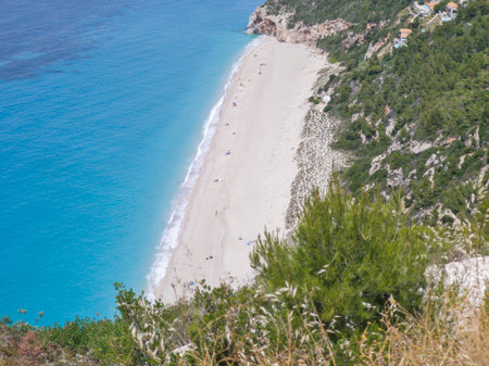 Amazing Panorama of Lefkada near Milos beach, Ionian Islands, Greeceの写真素材