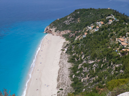 Amazing Panorama of Lefkada near Milos beach, Ionian Islands, Greeceの写真素材