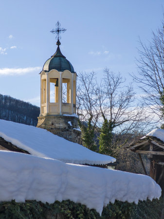 Amazing Winter view of village of Bozhentsi, Gabrovo region, Bulgariaの写真素材