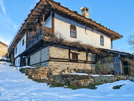 Amazing Winter view of village of Bozhentsi, Gabrovo region, Bulgariaの写真素材
