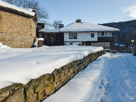 Amazing Winter view of village of Bozhentsi, Gabrovo region, Bulgariaの写真素材