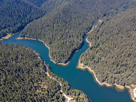 Aerial Landscape of Toshkov Chark Reservoir, Pazardzhik Region, Bulgaria