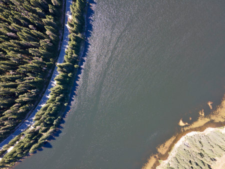 Aerial Summer view of Beglika Reservoir, Pazardzhik Region, Bulgariaの写真素材