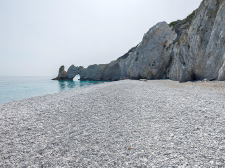 Panorama of Coastline of Skiathos Iskand near Lalaria beach, Sporades, Thessaly, Greeceの写真素材