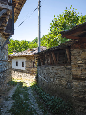 Summer view of Village of Dolen with Authentic nineteenth century houses, Blagoevgrad Region,...