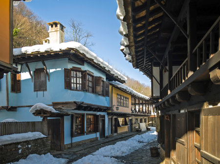 Winter view of Ethnographic village Etar (Etara) near town of Gabrovo, Bulgaria