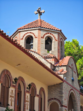 Panorama of Holy Monastery of Hosios Ephrem the Syrian near town of Katerini, Central Macedonia,...