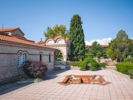 Panorama of Holy Monastery of Hosios Ephrem the Syrian near town of Katerini, Central Macedonia,...