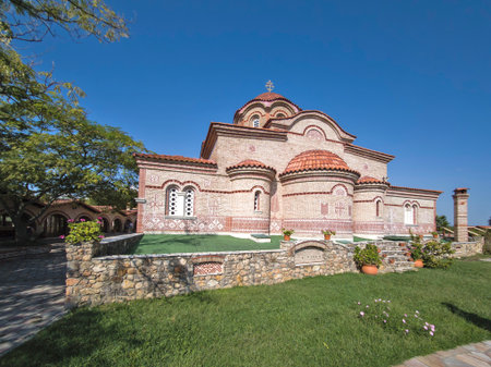 Panorama of Holy Monastery of Hosios Ephrem the Syrian near town of Katerini, Central Macedonia,...