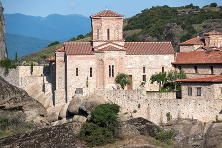Spring Panoramic view of Meteora Monasteries, Thessaly, Greece