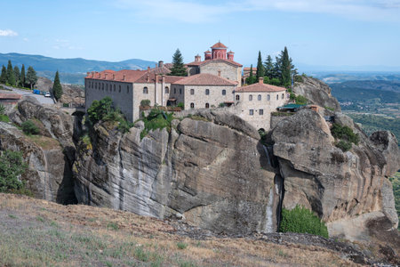 Spring Panoramic view of Meteora Monasteries, Thessaly, Greece