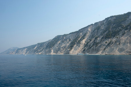 Amazing Panoramic view of coastline of Lefkada, Ionian Islands, Greeceの写真素材