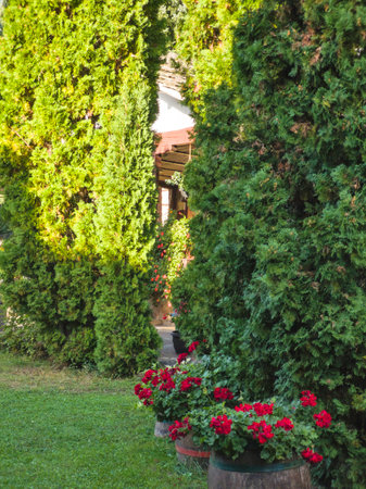 Panoramic view of Medieval Temski monastery Saint George, Pirot Region, Serbiaの写真素材