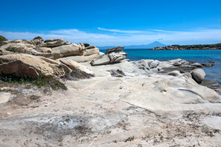 Amazing view of Sithonia coastline near Karydi Beach, Chalkidiki, Central Macedonia, Greeceの写真素材