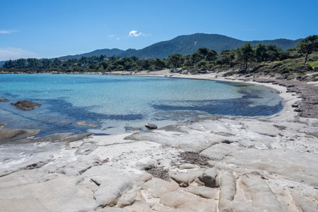 Amazing view of Sithonia coastline near Karydi Beach, Chalkidiki, Central Macedonia, Greeceの写真素材
