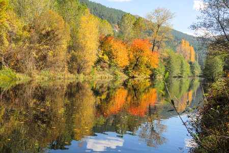 Autumn Landscape around Pancharevo lake, Sofia city Region, Bulgariaの写真素材