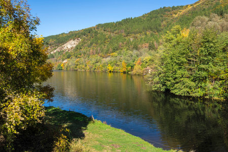 Autumn Landscape around Pancharevo lake, Sofia city Region, Bulgariaの写真素材