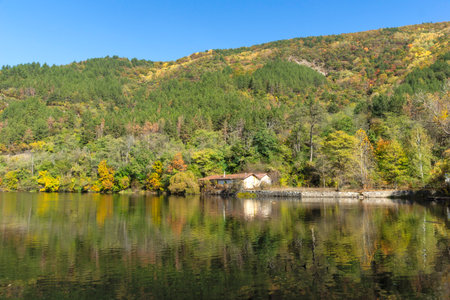 Autumn Landscape around Pancharevo lake, Sofia city Region, Bulgariaの写真素材