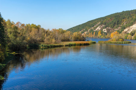 Autumn Landscape around Pancharevo lake, Sofia city Region, Bulgariaの写真素材