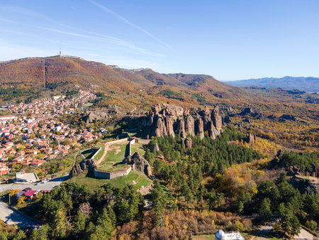 Amazing Autumn Aerial view of Belogradchik Rocks, Vidin Region, Bulgariaの写真素材