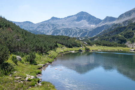 Amazing Summer view of Pirin Mountain around Muratovo Lake, Bulgariaの写真素材
