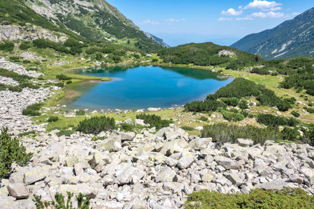 Amazing Summer view of Pirin Mountain around Muratovo Lake, Bulgariaの写真素材