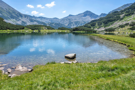 Amazing Summer view of Pirin Mountain around Muratovo Lake, Bulgariaの写真素材
