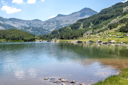 Amazing Summer view of Pirin Mountain around Muratovo Lake, Bulgariaの写真素材
