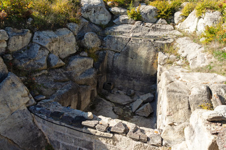 Autumn view of Ruins of Ancient thracian city of Perperikon, Kardzhali Region, Bulgariaの写真素材