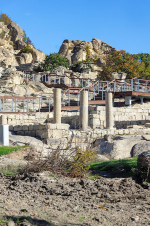Autumn view of Ruins of Ancient thracian city of Perperikon, Kardzhali Region, Bulgariaの写真素材