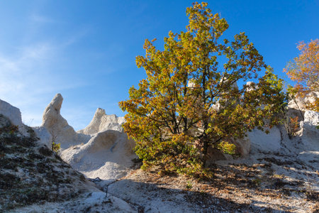 Autumn view of Rock Formation The Stone Wedding near town of Kardzhali, Bulgariaの写真素材