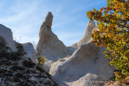 Autumn view of Rock Formation The Stone Wedding near town of Kardzhali, Bulgariaの写真素材