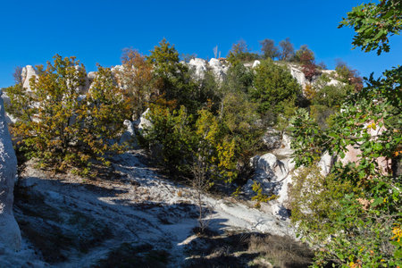 Autumn view of Rock Formation The Stone Wedding near town of Kardzhali, Bulgaria