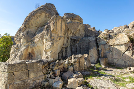 Autumn view of Ruins of Ancient thracian city of Perperikon, Kardzhali Region, Bulgariaの写真素材