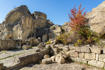 Autumn view of Ruins of Ancient thracian city of Perperikon, Kardzhali Region, Bulgariaの写真素材