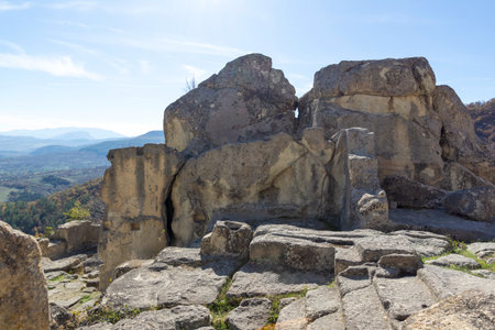 Autumn view of Ruins of Ancient thracian city of Perperikon, Kardzhali Region, Bulgariaの写真素材