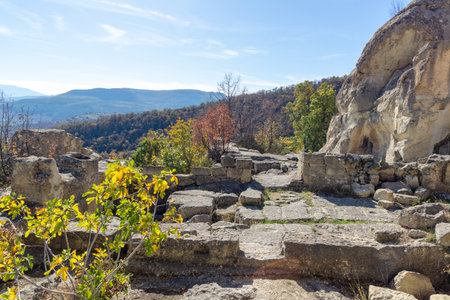 Autumn view of Ruins of Ancient thracian city of Perperikon, Kardzhali Region, Bulgariaの写真素材