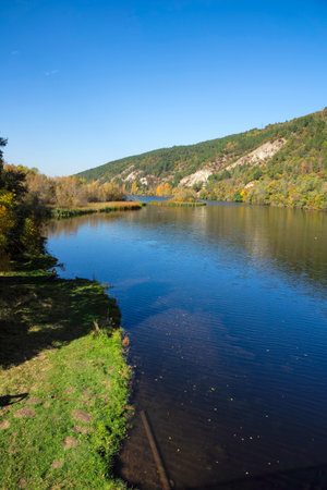 Autumn Landscape around Pancharevo lake, Sofia city Region, Bulgariaの写真素材