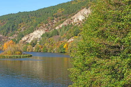 Autumn Landscape around Pancharevo lake, Sofia city Region, Bulgariaの写真素材