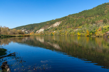 Autumn Landscape around Pancharevo lake, Sofia city Region, Bulgariaの写真素材