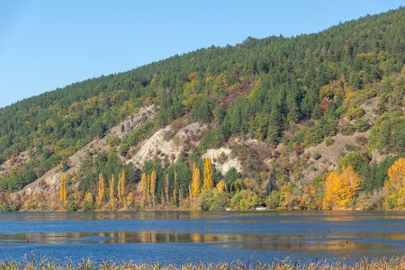 Autumn Landscape around Pancharevo lake, Sofia city Region, Bulgariaの写真素材