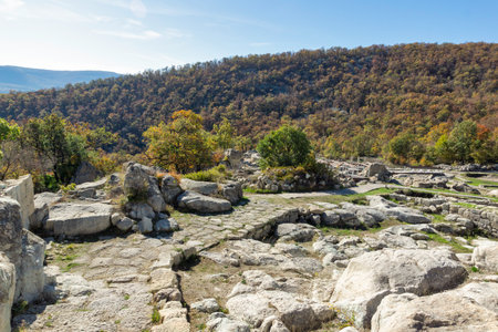 Autumn view of Ruins of Ancient thracian city of Perperikon, Kardzhali Region, Bulgariaの写真素材