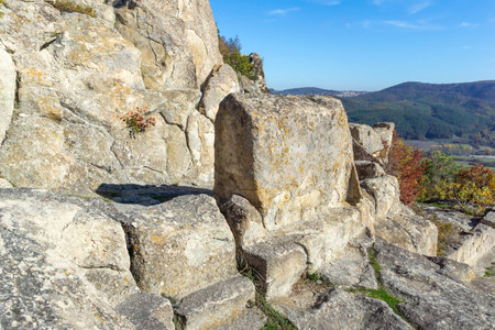 Autumn view of Ruins of Ancient thracian city of Perperikon, Kardzhali Region, Bulgariaの写真素材