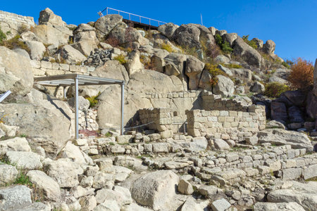 Autumn view of Ruins of Ancient thracian city of Perperikon, Kardzhali Region, Bulgariaの写真素材