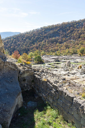 Autumn view of Ruins of Ancient thracian city of Perperikon, Kardzhali Region, Bulgariaの写真素材