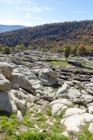 Autumn view of Ruins of Ancient thracian city of Perperikon, Kardzhali Region, Bulgariaの写真素材