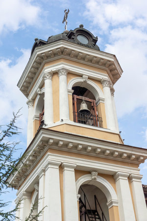 Typical street and houses at The old town of city of Plovdiv, Bulgariaの写真素材